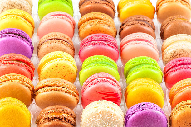istock traditional french colorful macarons in a box 487859163