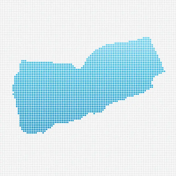 Vector illustration of Yemen Map Blue Dot Pattern