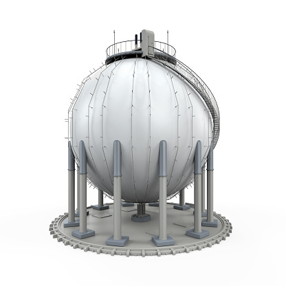Gas Storage Refinery isolated on white background. 3D render
