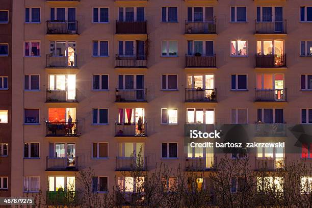 Window Of An Apartment Block At Night Stock Photo - Download Image Now - Apartment, Night, Window
