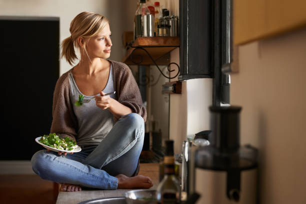 Contemplation over a healthy lunch