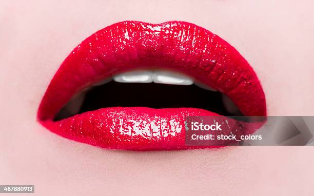 Red Lips Stock Photo - Download Image Now - Human Lips, Mouth Open, Red