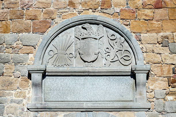 istock stone shield in front of the Alcazar in Avila 487883989