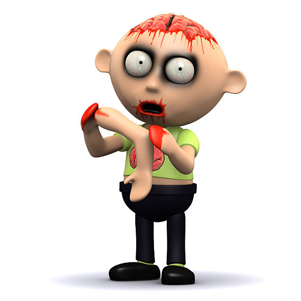 3d render of a zombie eating an arm
