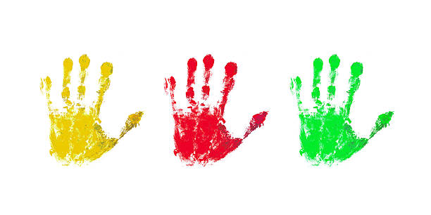 istock Colorful prints of children hands 487898319