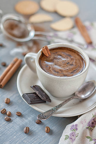istock Cup of coffee with cinnamon and chocolate 487900597
