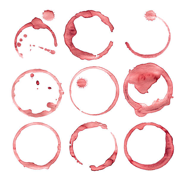 istock Wine stain circles in red tones with realistic gradient shading 487901445