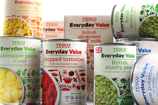 Tesco's Everyday Value range of budget food stock photo