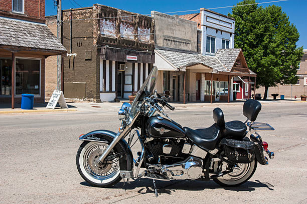 Harley Davidson Road King at rest Blue Earth MN stock photo