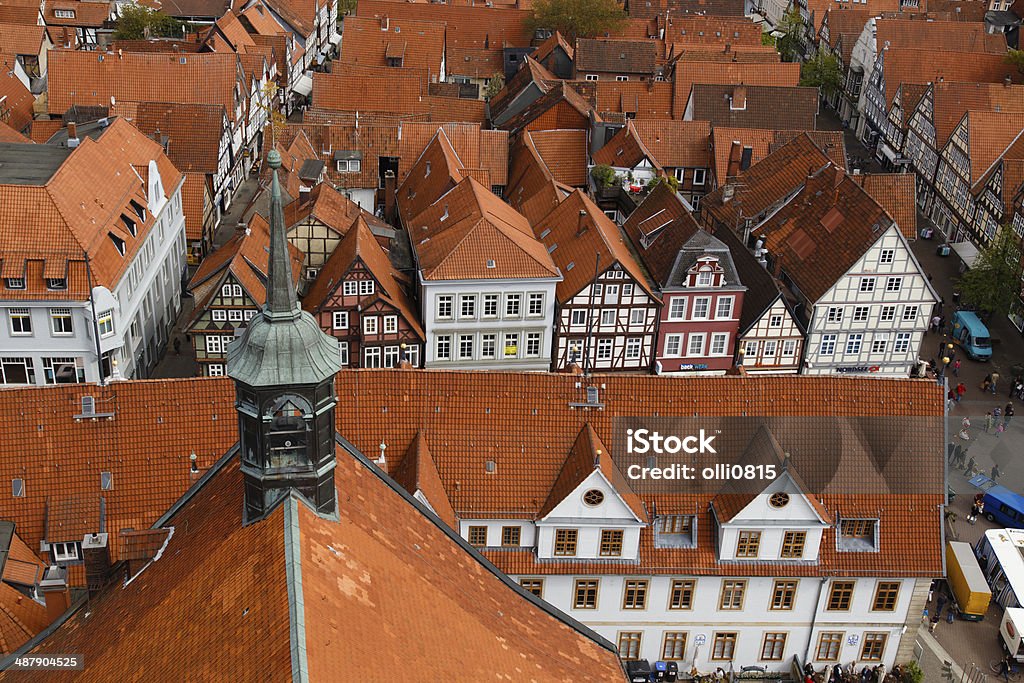 Celle rooftops Photograph of the rooftops of Celle taken from the top of the city church (Stadtkirche). Aerial View Stock Photo