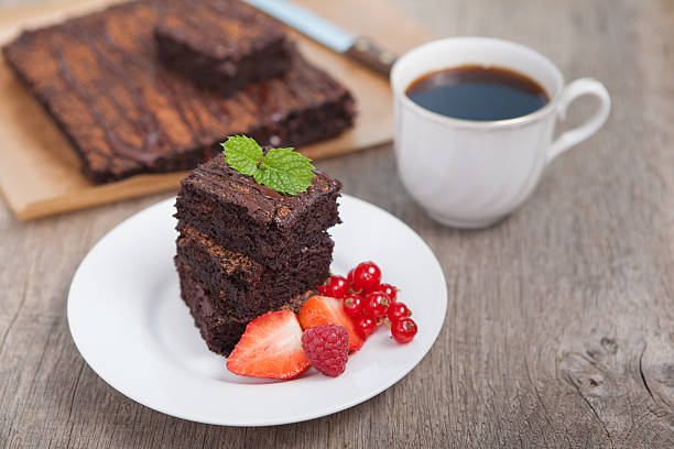 istock Paleo style brownies on a wooden table, selective focus 487910318