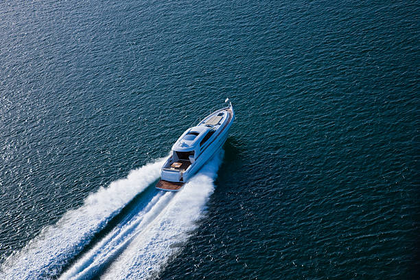 istock Beautiful speed boat sailing through the sea 487910664