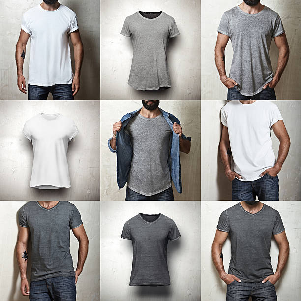Set of images of different blank t-shirts