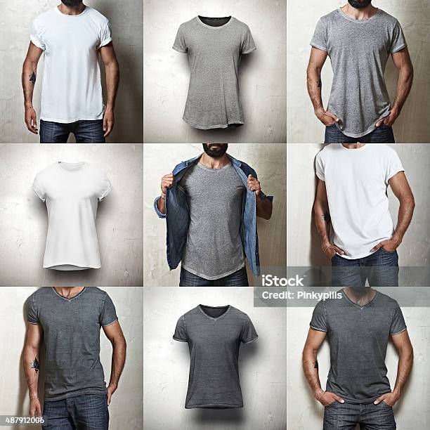 Set Of Blank Tshirts Stock Photo - Download Image Now - T-Shirt