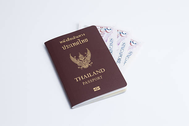 istock Thai passport with singapore currency 487913856