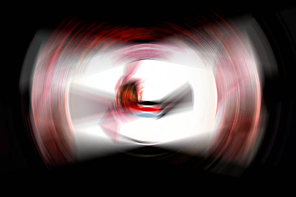 istock Abstract swirl, circle in red, black, white.  Industrial look. 487914936