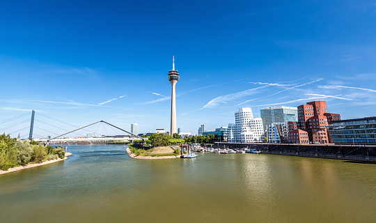 Skyline Düsseldorf with Rhein River,