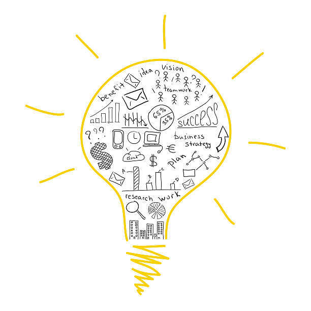 istock Sketch bulbs filled with sketches business 487918021