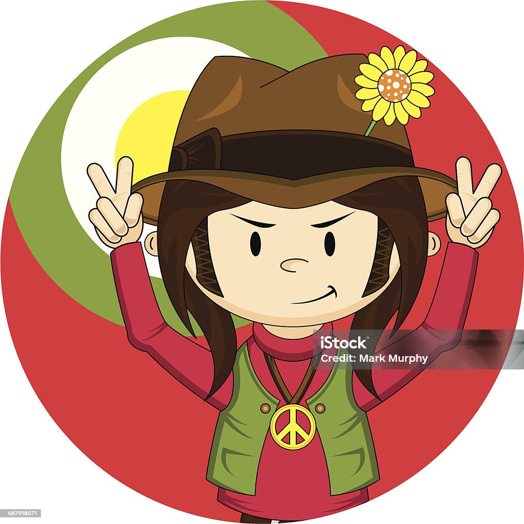 Peace Sign Hippie Boy The file is fully editable and can be tailored to suit your specific requirements.  1960-1969 stock vector