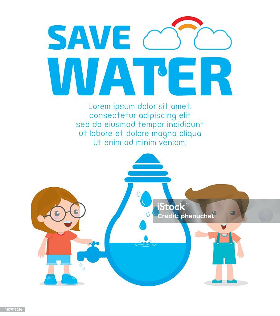 Kids For Save Water Concept Stock Illustration - Download Image ...