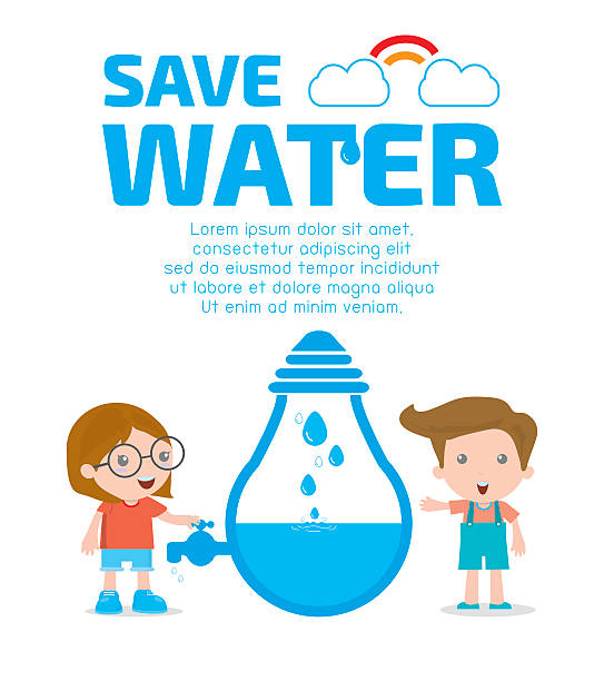 Kids For Save Water Concept Stock Illustration - Download Image Now -  Child, Water Conservation, Faucet - iStock