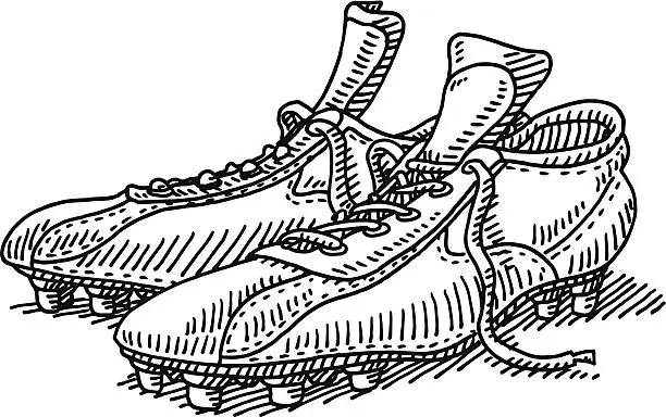 Vector illustration of Pair Soccer Shoes Drawing