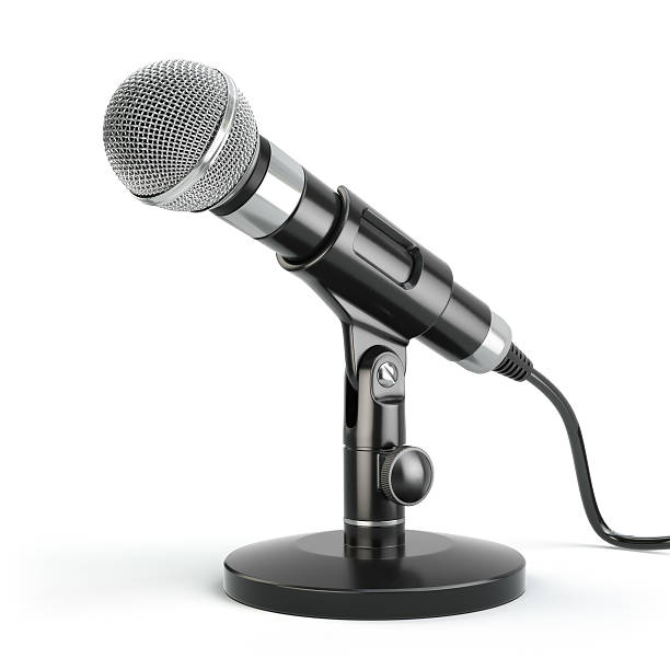 istock Microphone isolated on white. Caraoke or news concept. 487920310
