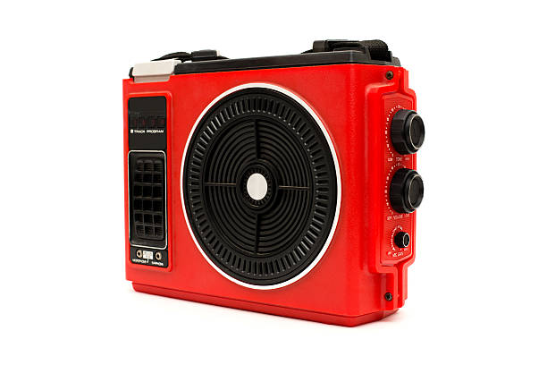 istock Vintage, Red Portable Eight Track Player, With White Background 487920653