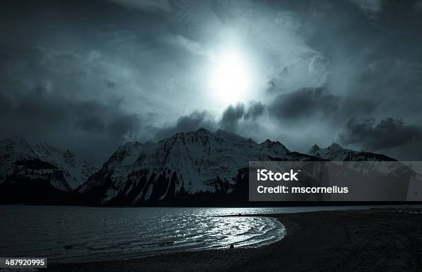 Mountains And Moonlight Stock Photo - Download Image Now - Alaska - US State, Night, Snow