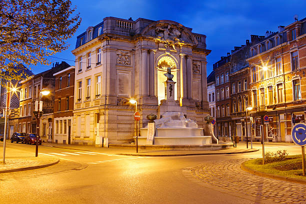 Verviers, Belgium - April 27, 2014: The Ortmans fountain is a monument in Verviers. It was erected in 1893 in memory of Jean-François Ortmans (Verviers Mayor from 1855 to 1885). It was created by Clement Vivroux.