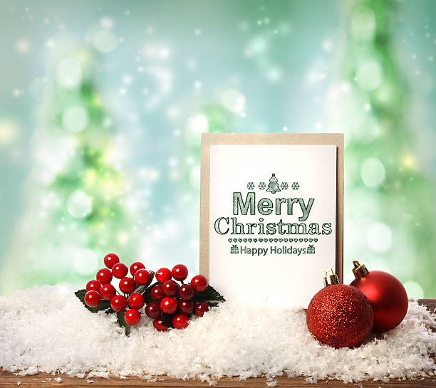 istock Merry Christmas card with baubles 487921906