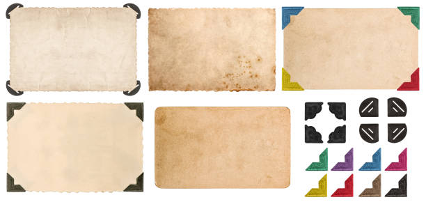 istock Used look cardboards with photo corner. Photo frames 487922050