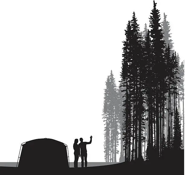 Vector illustration of Couple Tenting
