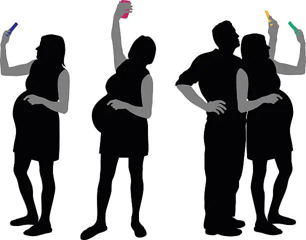 Vector illustration of Pregnant And Proud On Selfie