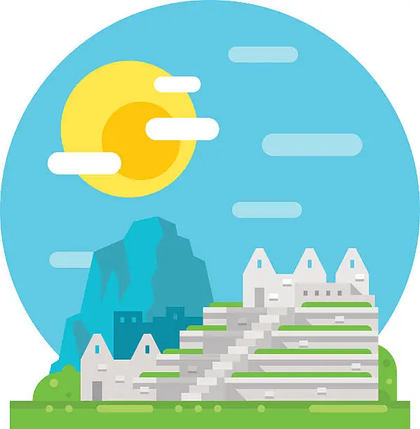 Vector illustration of Machu Pichu flat design landmark