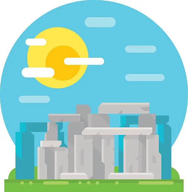 Vector illustration of Stonehenge site flat design landmark