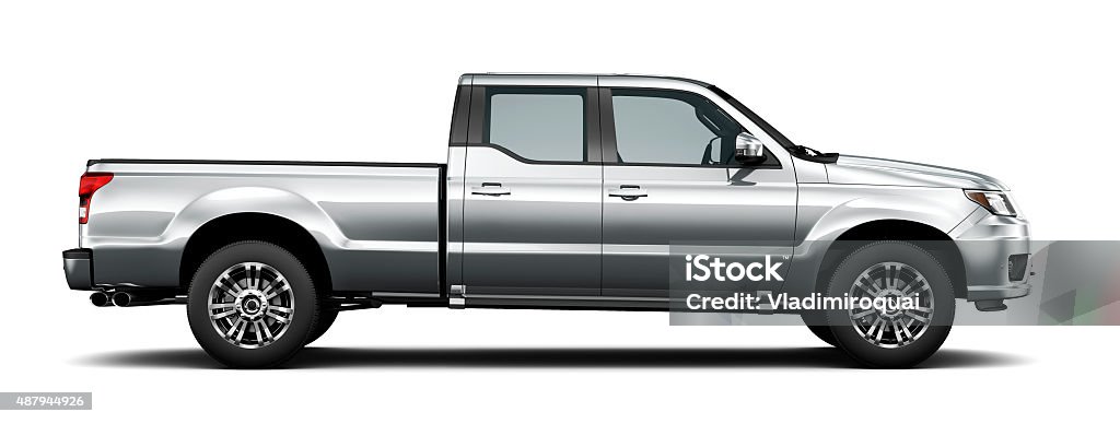 Generic silver pickup-Seitenansicht - Lizenzfrei Kleinlastwagen Stock-Foto