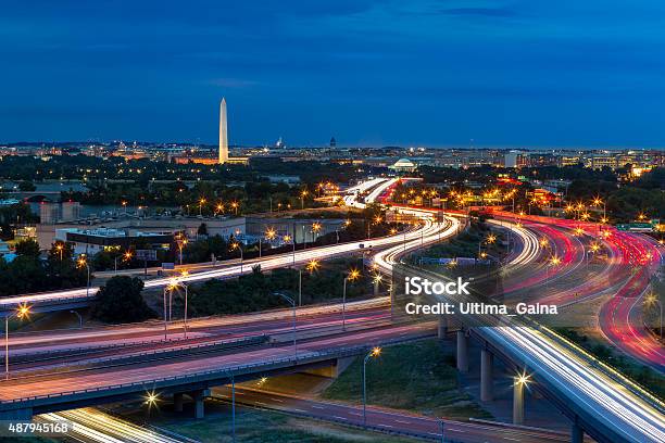 Washington Dc Cityscape At Dusk Stock Photo - Download Image Now - Washington DC, Night, Car