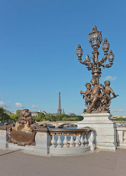 istock Bronze lantern on the bridge in Paris, France 487946318