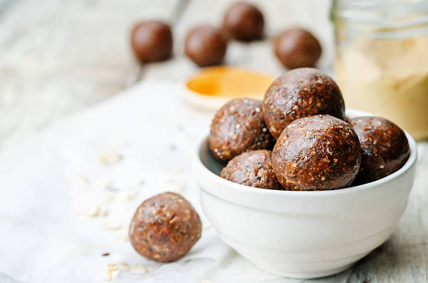 istock Raw vegan peanut butter oat coconut cacao balls 487948874