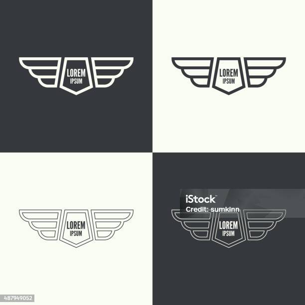 Badge With Wings Stock Illustration - Download Image Now - Badge, Pilot, Aircraft Wing