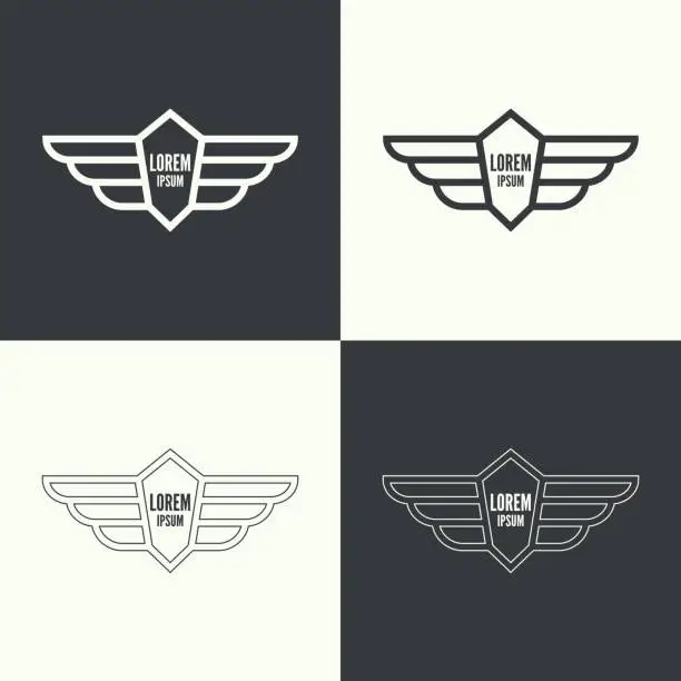 Vector illustration of Badge with wings