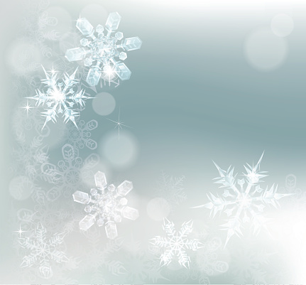 Blue silver abstract snowflakes snow flakes Christmas or New Year festive winter design background.