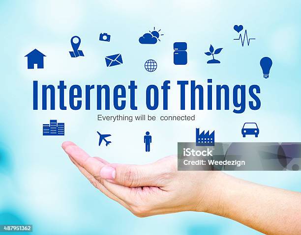 Open Hand With Internet Of Things Word And Icon Stock Photo - Download Image Now