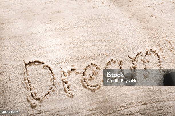 Dream Word In Sand Stock Photo - Download Image Now - Beach, Breaking Wave, Carving - Craft Product