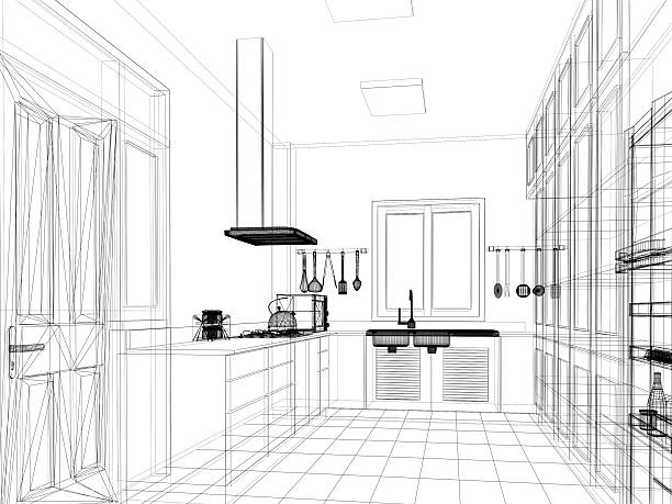 istock abstract sketch design of interior kitchen 487961319