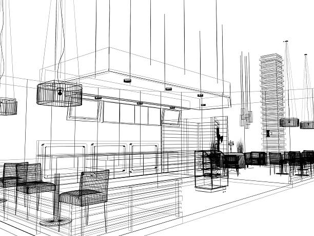 istock sketch design of interior restaurant 487961331