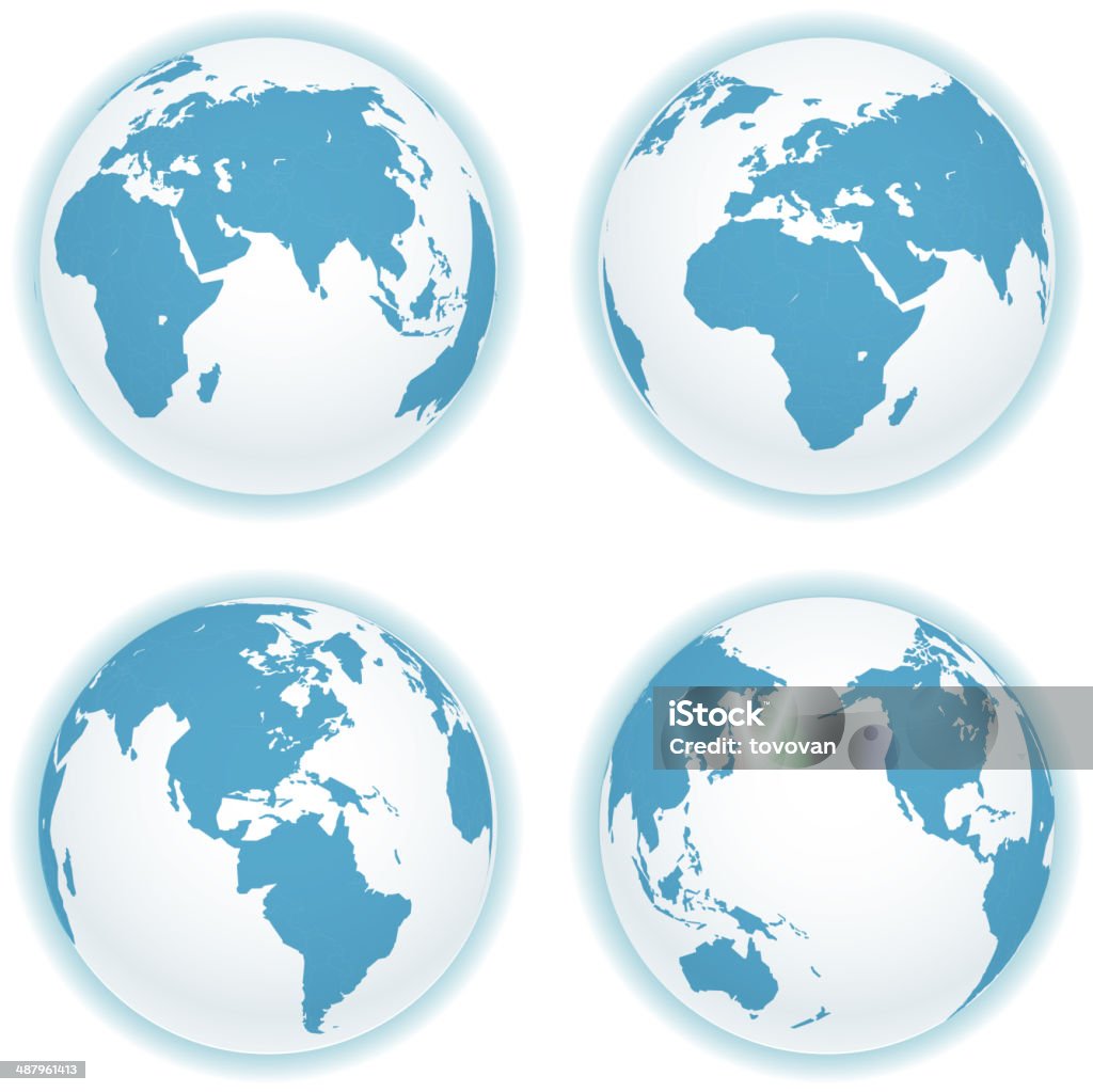 Earth map scheme isolated on white Vector icons collection Globe - Navigational Equipment stock vector