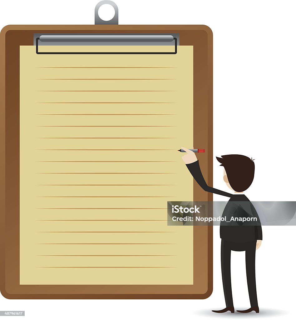 Cartoon Businessman Writing Clip Board Stock Illustration - Download Image  Now - Adult, Business, Businessman - iStock