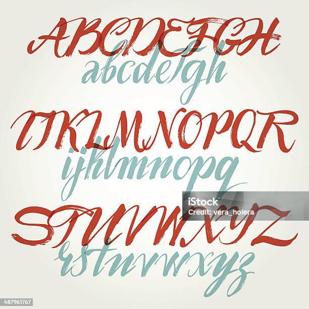 The Alphabet In Calligraphy Brush Stock Illustration - Download Image Now - Alphabet, Alphabetical Order, Calligraphy